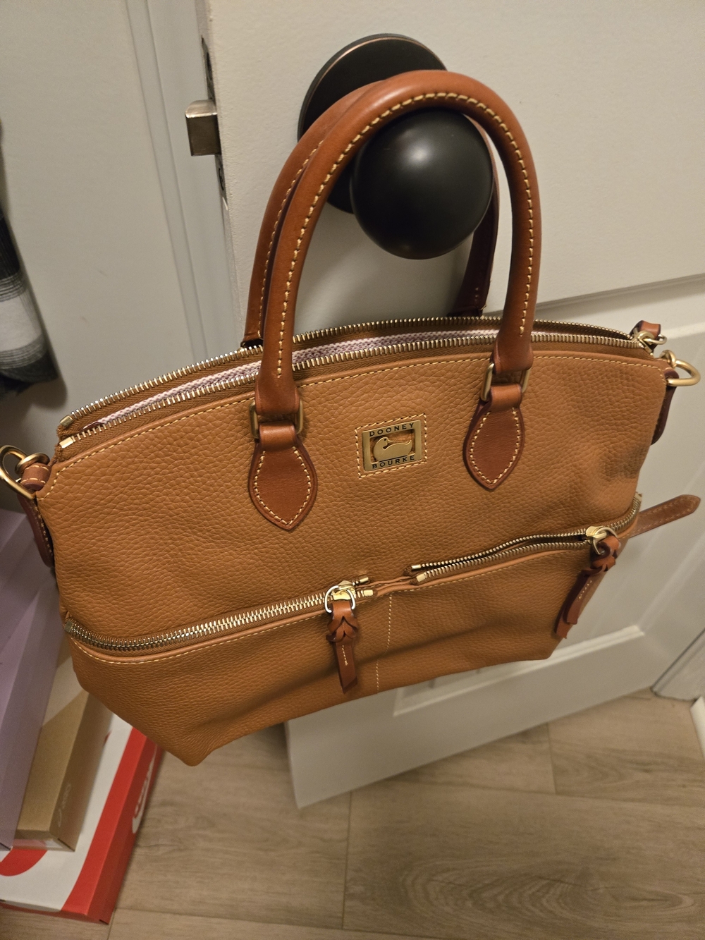 Dooney & Bourke Tan Pebbled Leather Satchel